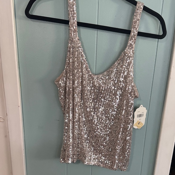Altar'd State Tops - Altar'd State Glittering Silver Tank Top